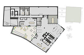 Grundriss des zweiten Obergeschosses der Markthalle in Lübeck