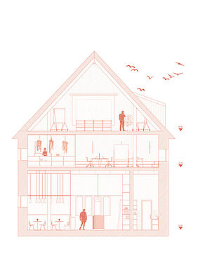 Schnitt mit neuen Geschosshöhen