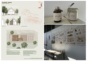 Entwurf Franka Nagel Plan 05 "Summender Genuss" Destillerie im Neuen Marstall Produktfotos der Etiketten von Brand und Honig Präsentation