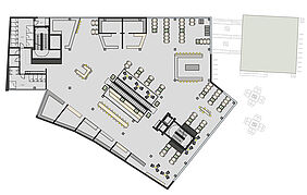 Grundriss des ersten Obergeschosses der Markthalle Lübeck