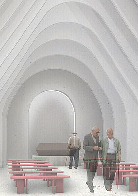 Einblick in Feierhalle, Beitrag bei den Dachwelten