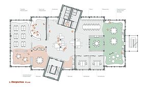 Grundriss 1. Obergeschoss (Wirtschaft und LehrerInnen)