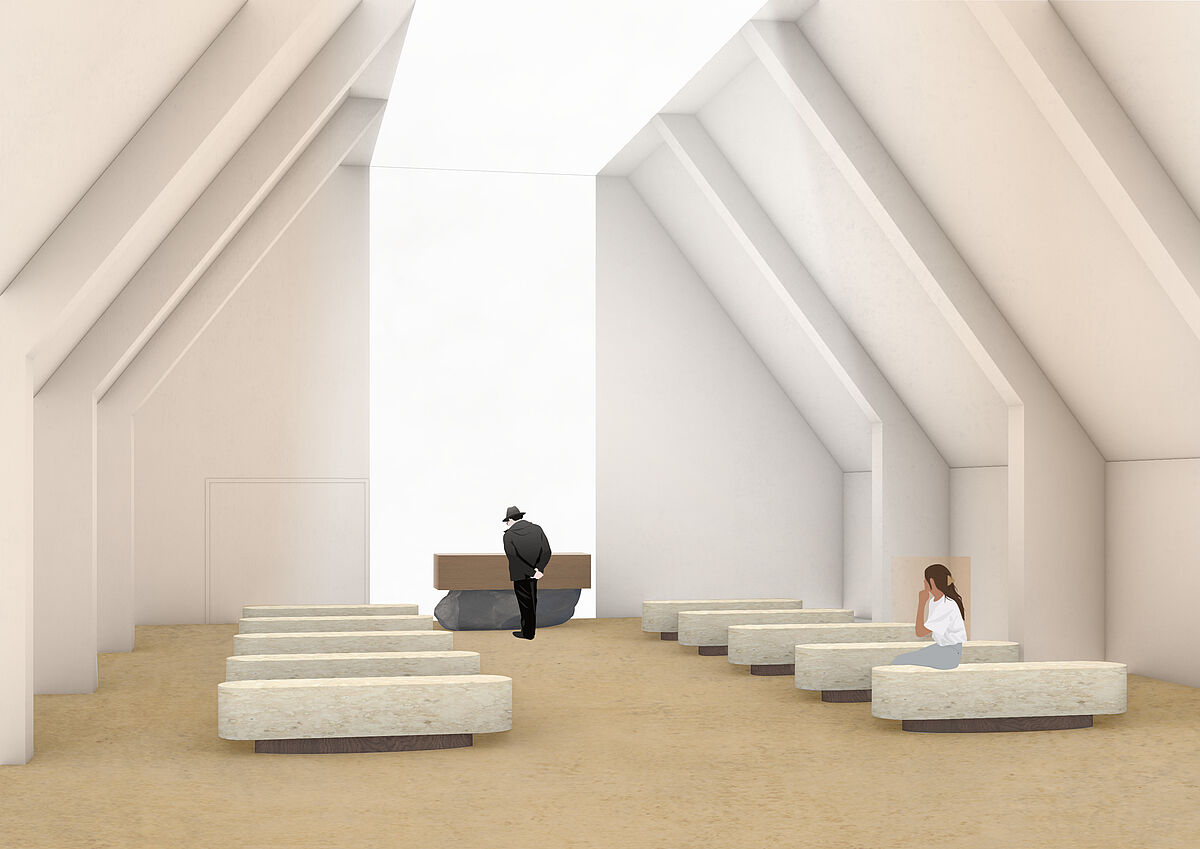 Einblick in Feierhalle, Beitrag bei den Dachwelten