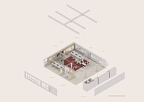 Isometrie Explosion 7. Obergeschoss